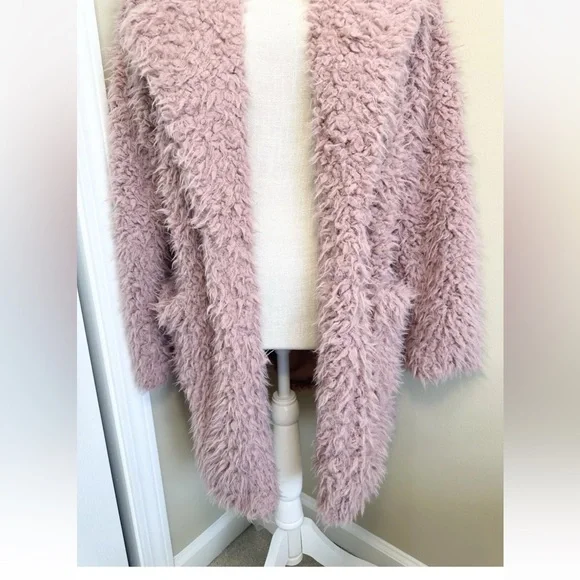 Hyfve Hyfve Hyfve M Teddy Sherpa Pink Faux Fur Coat Lined Good Condition Open - Picture 4 of 13